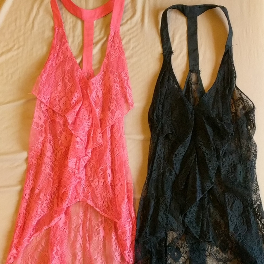 Lace throw shirts peach and black